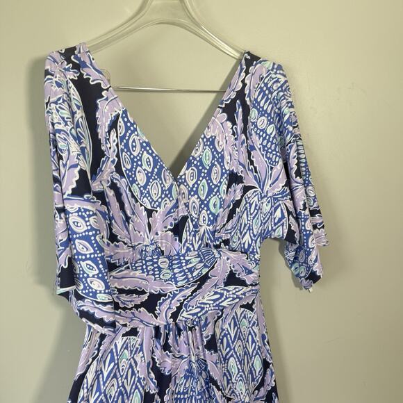 Lilly Pulitzer Women Parigi Maxi Dress Lilac Verbena Kimono Sleeve Tropical Sz S - Picture 4 of 8